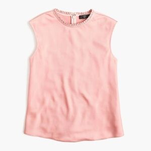 J CREW Ruffle-Neck Shell in Satin-Crepe - Seashell Pink - K2642 - Sz XS